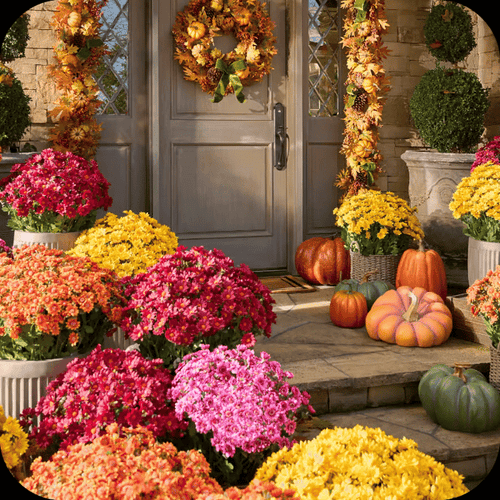 🏆 50K+ SOLD! 💐 Real-Look Sunset Mums – Waterproof & Windproof 🍂