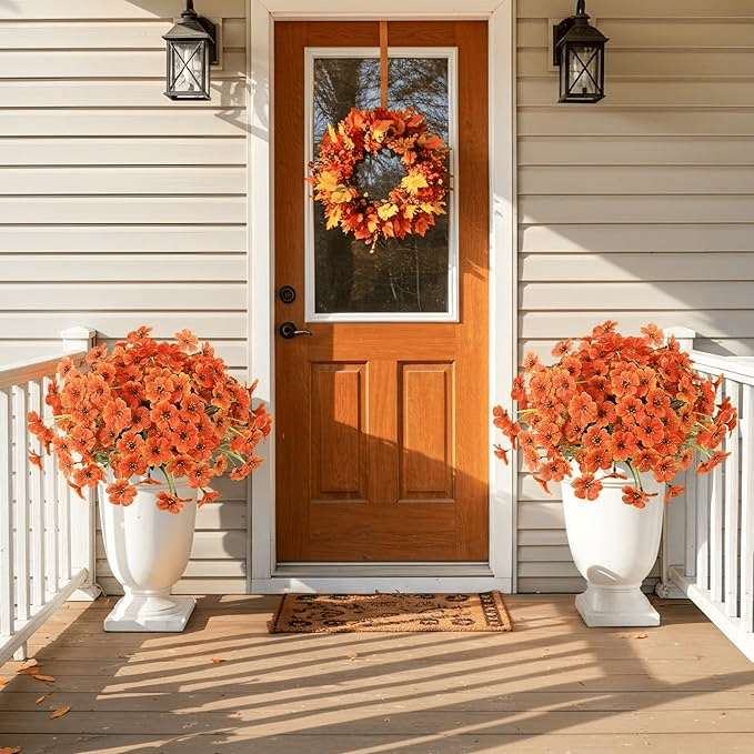 🏆 50K+ SOLD! 💐 Real-Look Sunset Mums – Waterproof & Windproof 🍂