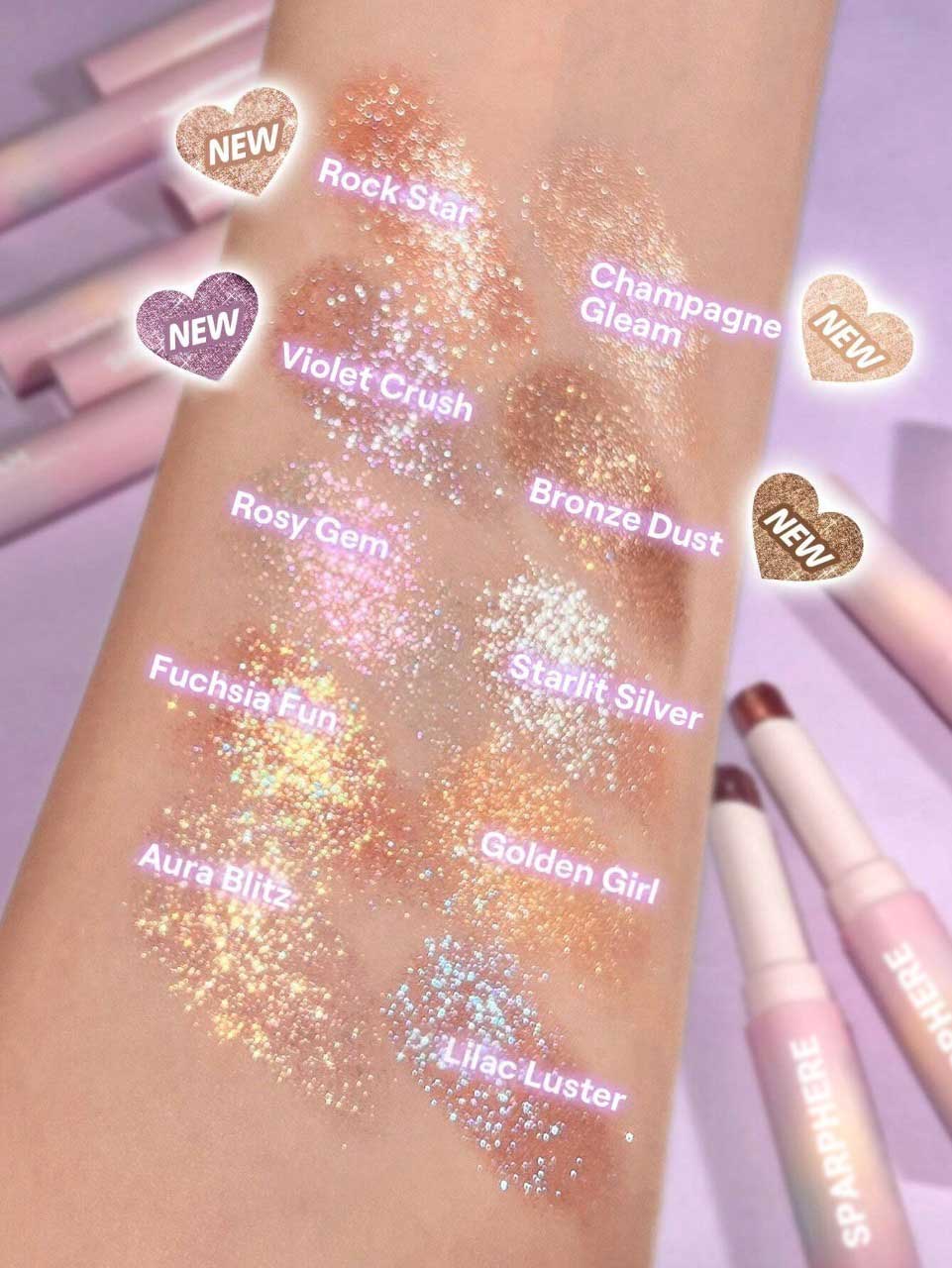 Sparphere Crystal Jelly Glaze Stick Eye Shadow Stick Eyeliner Brightener Pencil Crayon with Brush Easy to Blend Long Lasting Shimmer Eyeshadow-Champagne Gleam