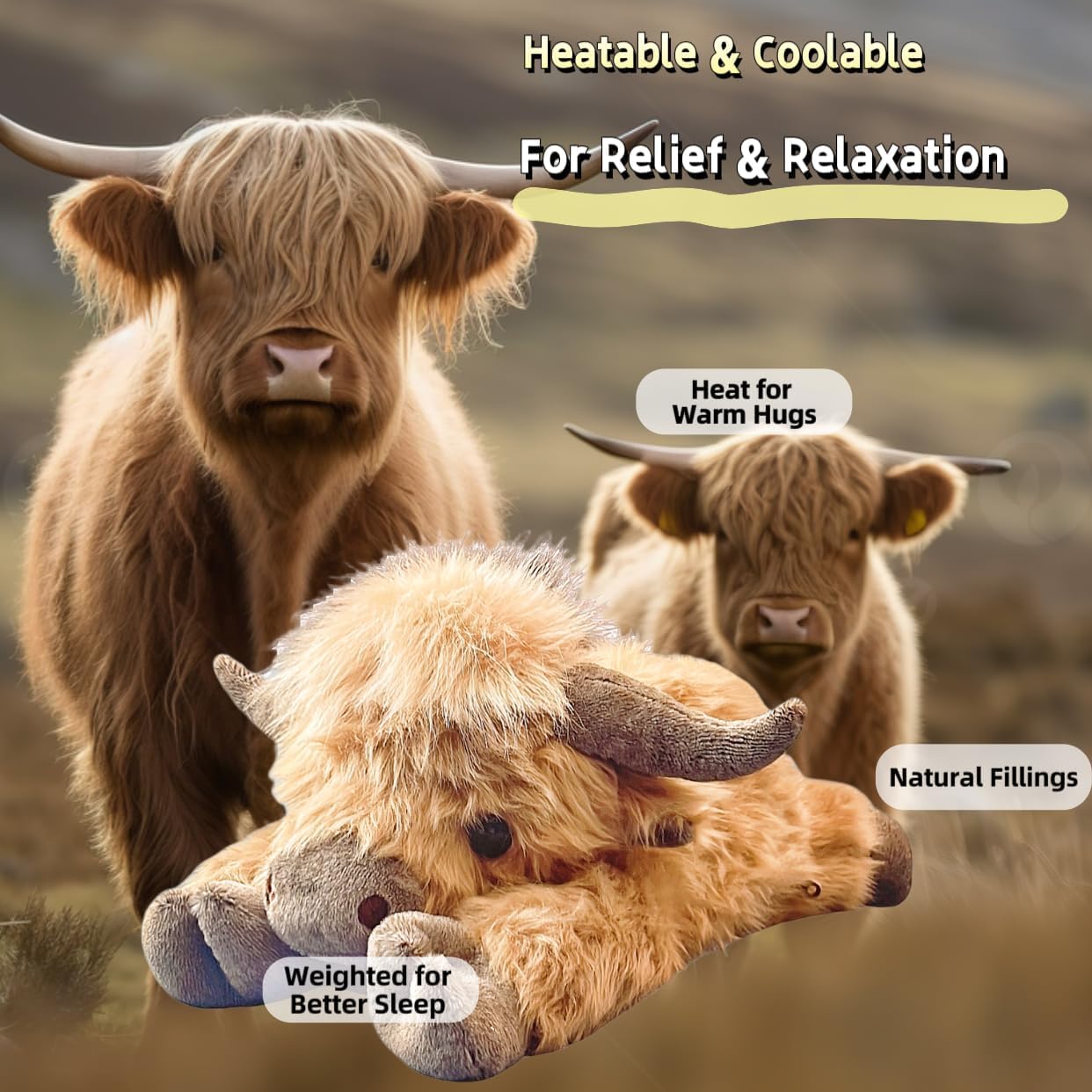Daisy - 4 Pounds Highland Cow | Zipped Warmable & Coolable Pouch