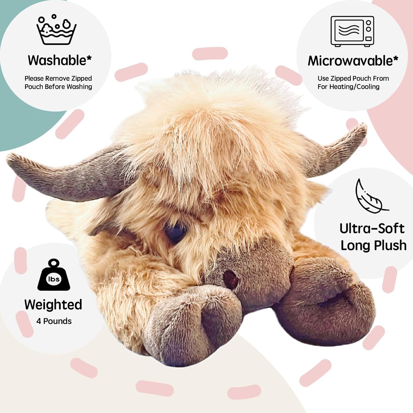 Daisy - 4 Pounds Highland Cow | Zipped Warmable & Coolable Pouch