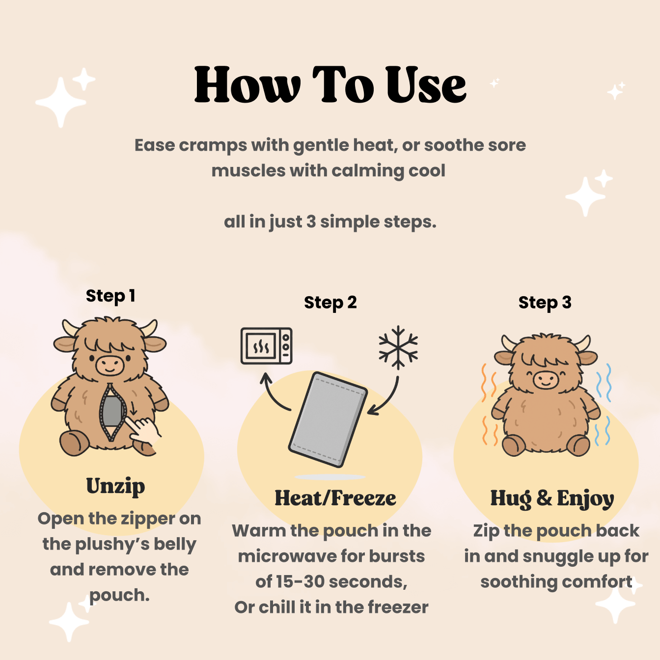 Daisy - 4 Pounds Highland Cow | Zipped Warmable & Coolable Pouch