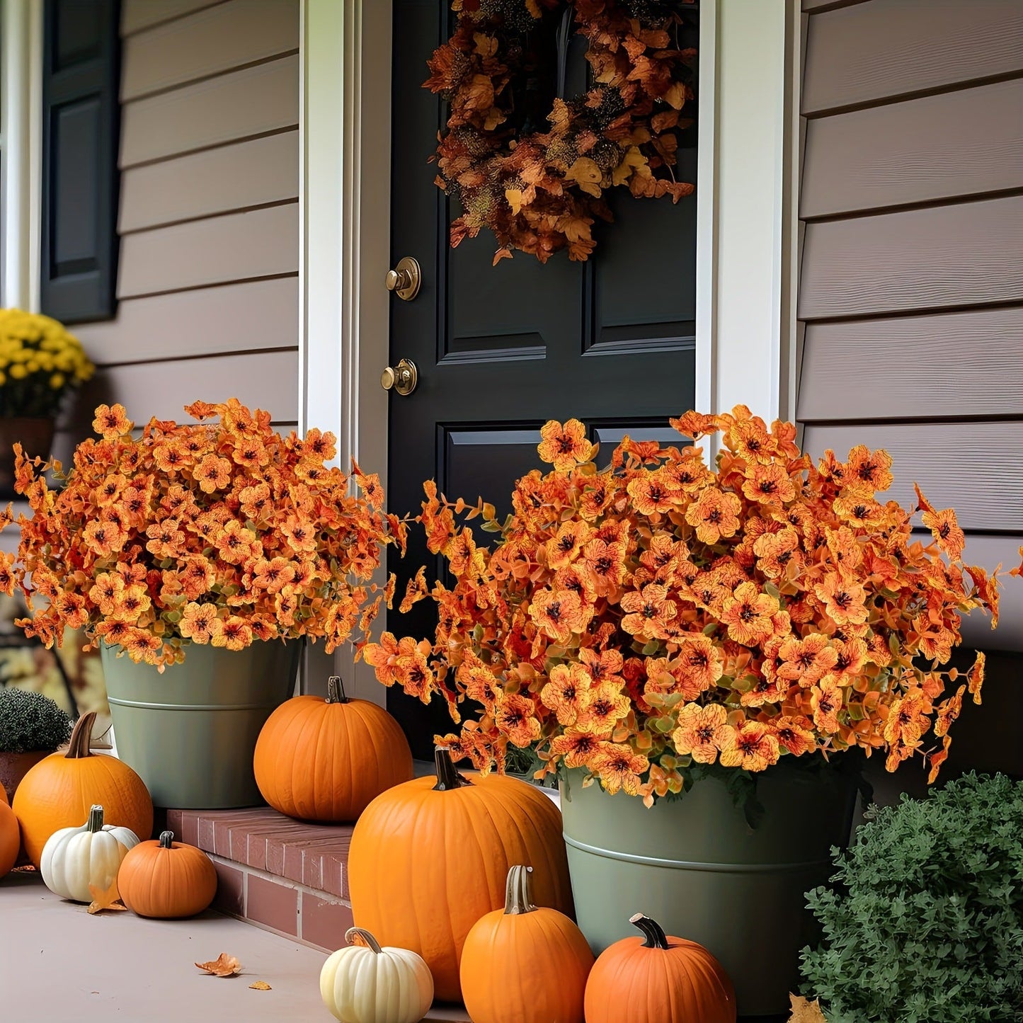 🏆 50K+ SOLD! 💐 Real-Look Sunset Mums – Waterproof & Windproof 🍂