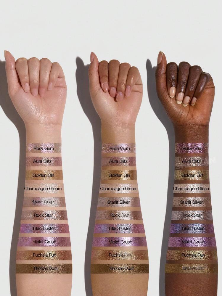 Sparphere Crystal Jelly Glaze Stick Eye Shadow Stick Eyeliner Brightener Pencil Crayon with Brush Easy to Blend Long Lasting Shimmer Eyeshadow-Champagne Gleam