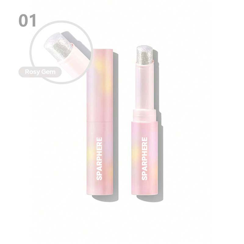 Sparphere Crystal Jelly Glaze Stick Eye Shadow Stick Eyeliner Brightener Pencil Crayon with Brush Easy to Blend Long Lasting Shimmer Eyeshadow-Champagne Gleam
