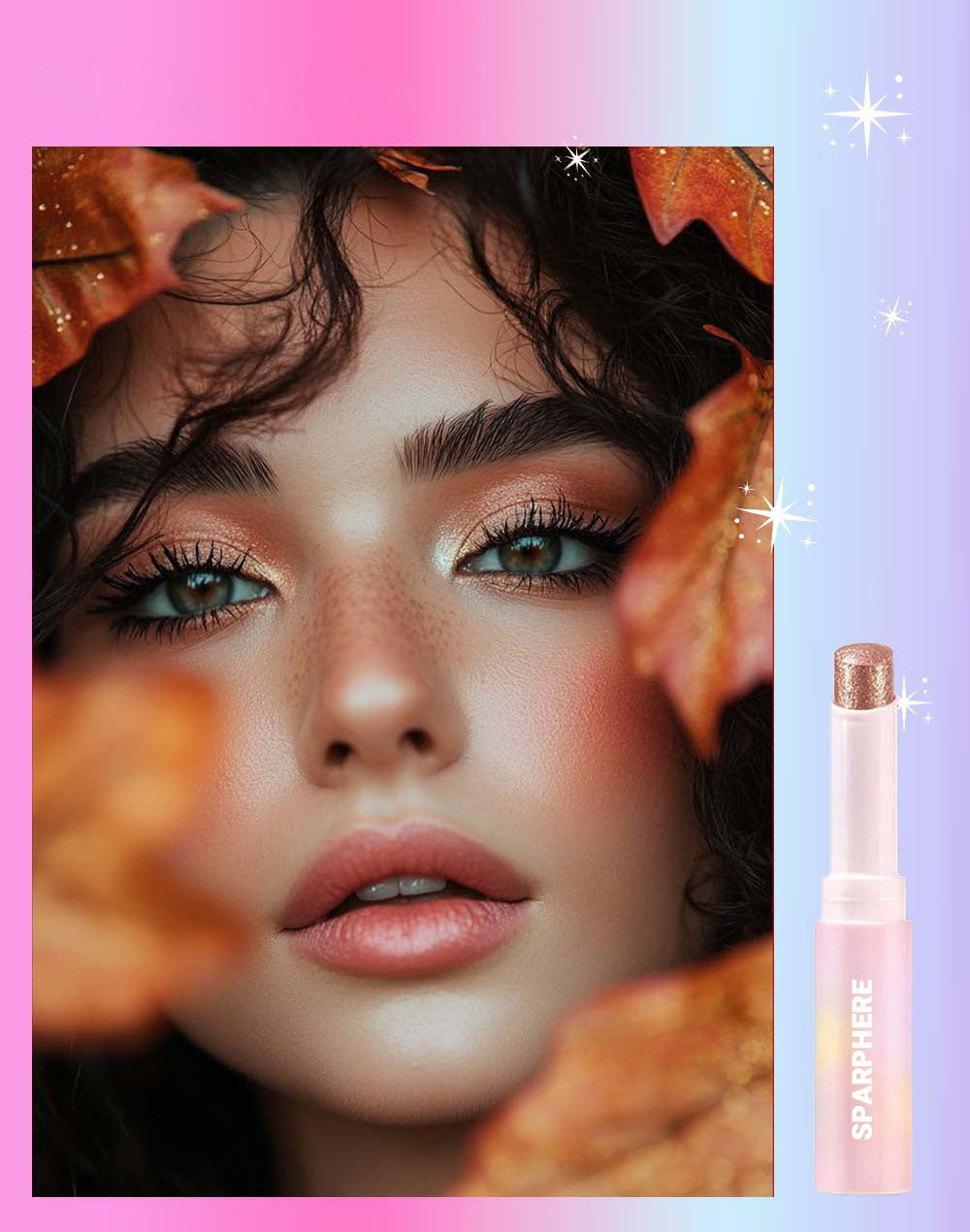 Sparphere Crystal Jelly Glaze Stick Eye Shadow Stick Eyeliner Brightener Pencil Crayon with Brush Easy to Blend Long Lasting Shimmer Eyeshadow-Champagne Gleam
