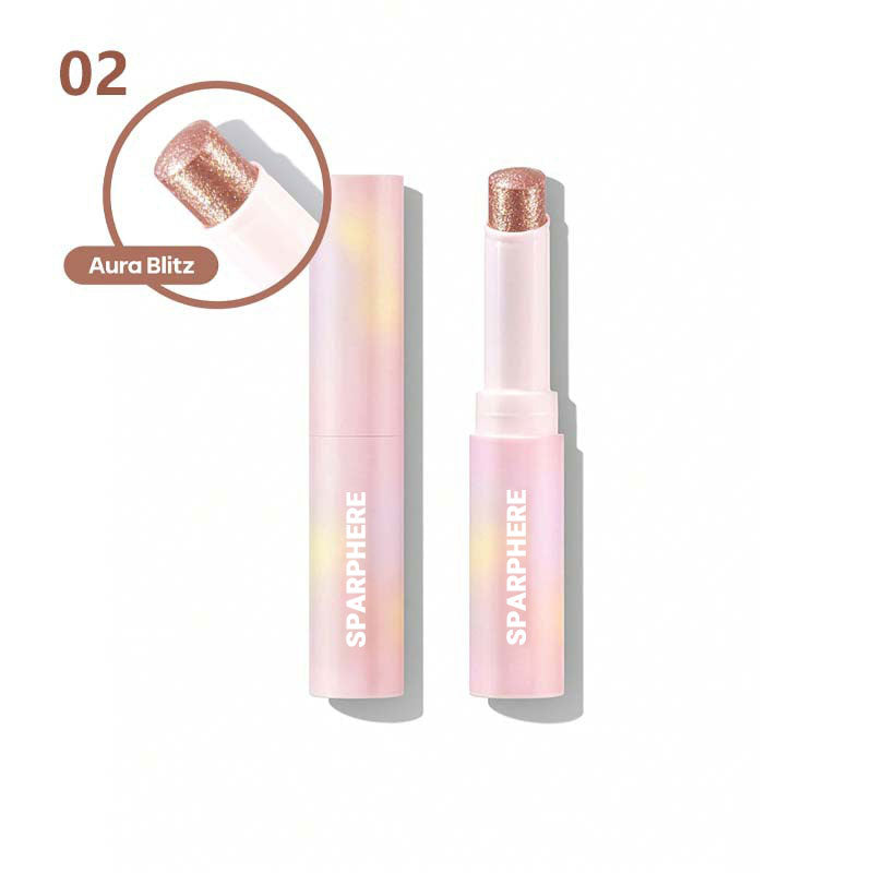 Sparphere Crystal Jelly Glaze Stick Eye Shadow Stick Eyeliner Brightener Pencil Crayon with Brush Easy to Blend Long Lasting Shimmer Eyeshadow-Champagne Gleam