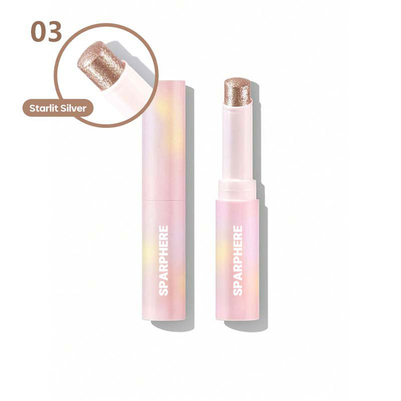 Sparphere Crystal Jelly Glaze Stick Eye Shadow Stick Eyeliner Brightener Pencil Crayon with Brush Easy to Blend Long Lasting Shimmer Eyeshadow-Champagne Gleam