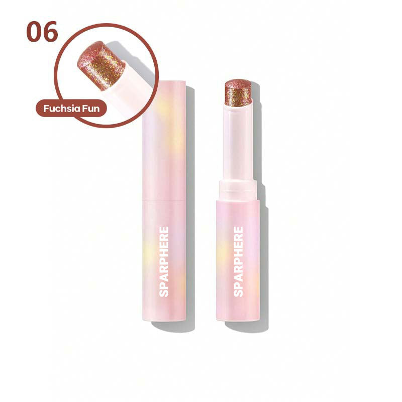 Sparphere Crystal Jelly Glaze Stick Eye Shadow Stick Eyeliner Brightener Pencil Crayon with Brush Easy to Blend Long Lasting Shimmer Eyeshadow-Champagne Gleam