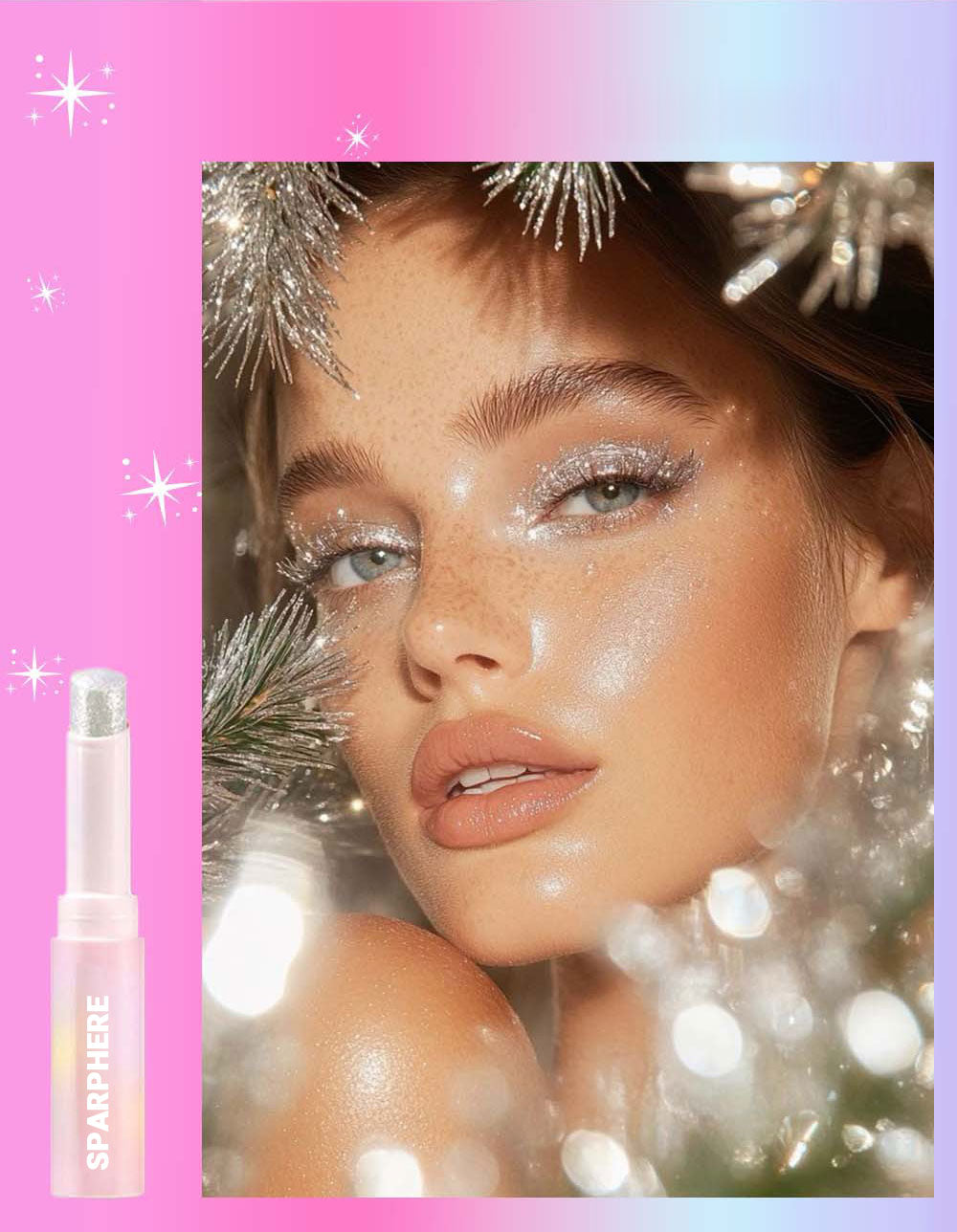 Sparphere Crystal Jelly Glaze Stick Eye Shadow Stick Eyeliner Brightener Pencil Crayon with Brush Easy to Blend Long Lasting Shimmer Eyeshadow-Champagne Gleam