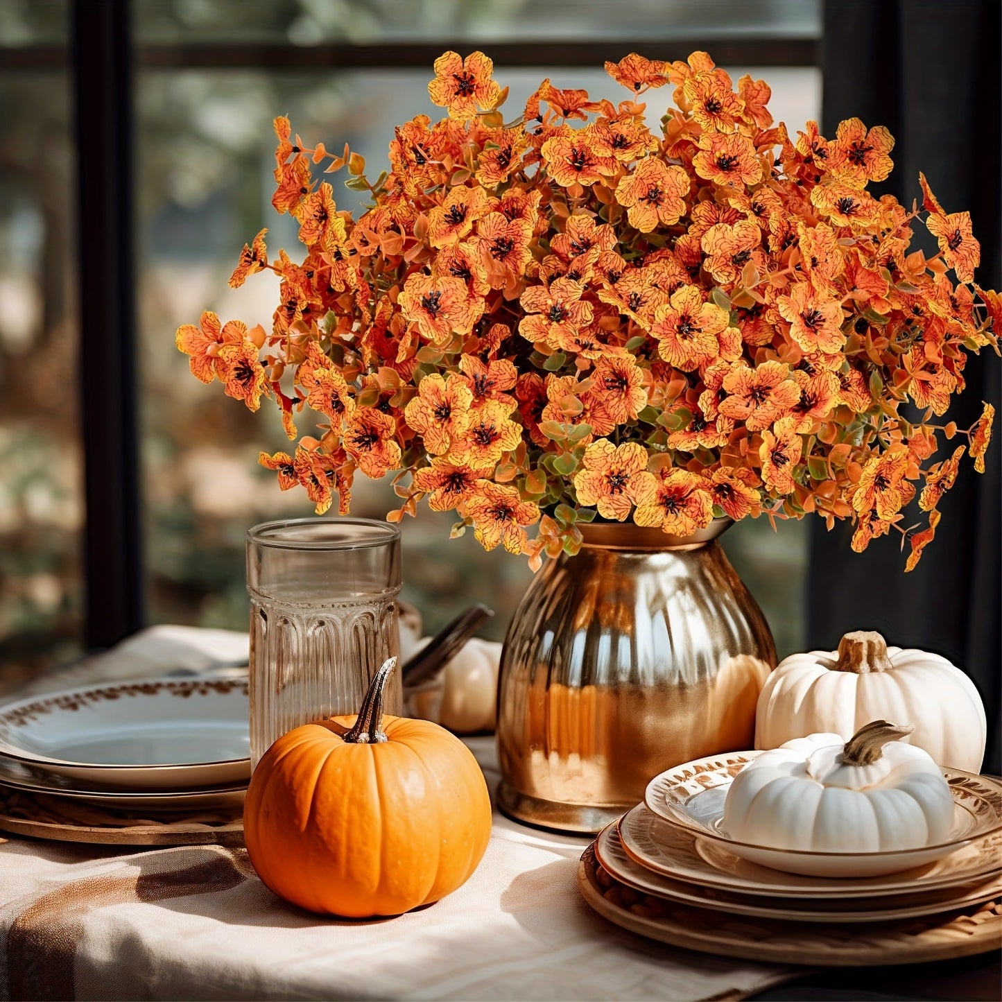 🏆 50K+ SOLD! 💐 Real-Look Sunset Mums – Waterproof & Windproof 🍂