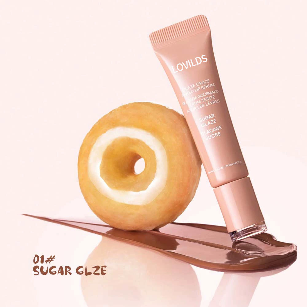 LOVILDS Glaze Craze Tinted Lip Serum, Hydrating & Moisturizing Lip Tint, Korean Lip Care, Infused with Polypeptide