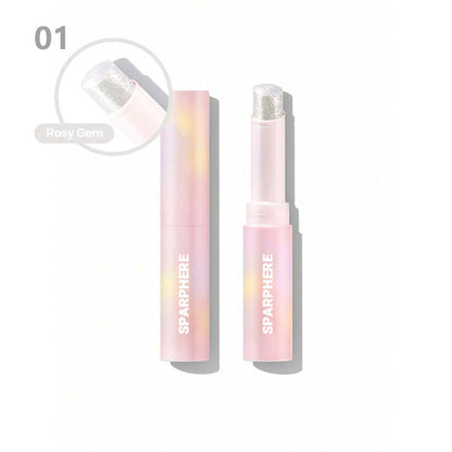Sparphere Crystal Jelly Glaze Stick Eye Shadow Stick Eyeliner Brightener Pencil Crayon with Brush Easy to Blend Long Lasting Shimmer Eyeshadow-Champagne Gleam