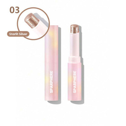 Sparphere Crystal Jelly Glaze Stick Eye Shadow Stick Eyeliner Brightener Pencil Crayon with Brush Easy to Blend Long Lasting Shimmer Eyeshadow-Champagne Gleam