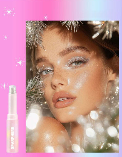 Sparphere Crystal Jelly Glaze Stick Eye Shadow Stick Eyeliner Brightener Pencil Crayon with Brush Easy to Blend Long Lasting Shimmer Eyeshadow-Champagne Gleam
